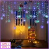 Décorations de noël 3.2M flocons de neige LED rideau lumineux chaîne fée lumières lampe clignotante décor fête de vacances décoration de la maison