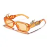 미국 창고 직사각형 빈티지 선글라스 여성 펑크 레트로 작은 태양 안경 브랜드 디자이너 Steampunk 안경 동물 토템 안경