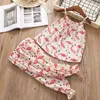 Nouvelle marque filles Sumemr vêtements ensemble flamants roses imprimé en mousseline de soie vêtements costume pour enfants bébé 2 pièces tenues G220310