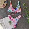 ColySmo Tie Dye Bikini Summer Cross Lace Up Badmode Vrouwen Multicolored Print Braziliaanse Biquini Sexy tweedelig badpak 210527