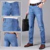 Brother Wang Mężczyźni Jeans Business Casual Light Blue Elastyczna Force Moda Denim Jeans Spodnie Male Spodnie marki 211206