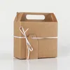 Weißbraune Geschenkbox aus Kraftpapier mit Griff, Hochzeit, Geburtstag, Weihnachten, Süßigkeiten/Schokolade/Snack/Kuchen-Verpackungsbeutel