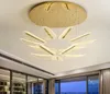 Nowoczesny złoty żyrandol salon w kształcie płatka willa dupleks budynek duża hala domowa Nordic restauracja oświetlenie