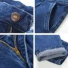 Dikke katoenen stof ontspannen fit merk jeans mannen casual klassieke rechte losse jeans mannelijke denim broek broek maat 28-40 210318