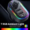 Reproductor MP3 RGB para coche Bluetooth 5.0 Transmisor FM Kit manos libres inalámbrico para coche con cargador USB tipo C 3.1A Luz colorida Carga rápida