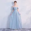 Estilo coreano mulheres festa de verão sexy vestido de noiva convidado pérola chiffon longo azul rosa cinza dama dama de honra vestidos vestido madrinha