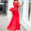 Casual Dresses Women Dress Maxi Mermaid Night Sequined Party Wear Evening Red Classy Formal One Shoulder Glitter Gowns Summer Clothing