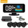 Câmeras de estacionamento de câmeras com vista traseira do carro kit de sensor de LED 4 22mm Voz/campainha de backlight Display Reverse Backup Radar Monitor System 12V 6 cores