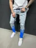 Men's Pants Men Washed Ripped Jeans Zipper Decorated Casual Trousers