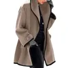 Grande tamanho das mulheres inverno casaco de lã homens casual trench jaqueta cor sólida manga longa chique outerwear senhoras casaco de outono 211130