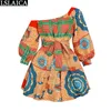 Mini Dress African Style Slanted Shoulder Long-sleeved A-Line Belt Fashion Printing Party Casual Vestido De Mulher 210515