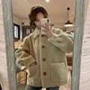 Höst Vinter Lambullrock Kvinnor Koreanska Turndown Collar Teddy Overcoat Kvinna Harajuku Varma Faux Fur Jackor Outwear Naturliga 211220