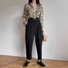 Women Bud Pant Spring Summer Ladies Office Solid Casual Trousers Black Ankle-Length Female 210608