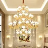 Villa large chandeliers duplex living room long chandelier luxury crystal lamp European big chandelier hotel staircase lamps