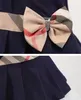 Enfants Fille Revers Col Bowknot À Manches Longues Robe Plissée Toddler Élégant Automne Bébé Enfants Designer Vêtements