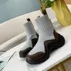 Women Socks shoes Designer sneakers Increase Damping running Shoes vacuum ladies ankle boots Wool stitching brown black and orange With box size35-40