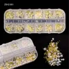 12grid Nail Art rivetto kit metallo luna pentagono forma sfera di perle per unghie decorazioni fai da te manicure pacchetto scatola di accessori NAR015