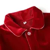 Children Velvet Sleepwear Red Pjs Santa Pyjamas For Embroidery Kids Christmas Sleep Suit Boys Night Wear 211109
