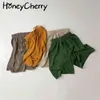 Barnens mittbyxor sommar koreanska barnens fem cent tunna stickade shorts baby 210515