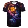 Мужские футболки 2021 летняя космическая планета Galaxy Planet Universe 3D печатная футболка для футболки Детские дети Sky Star Round English Streetwear мода Мужская футболка