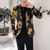 Fleurs Paillettes Costume Veste Hommes Blazer Slim Fit Affaires Casual Blazers Pour Hommes Vêtements De Mariage Coatcasaco Masculino 210527