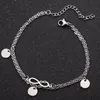 Bracciale da donna alla moda, doppio gioiello in acciaio inossidabile, 8 parole, accessori per abbigliamento da ragazza, catena a maglie regalo di amicizia