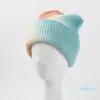 Beanies Fur Tie Dye Winter Hat For Women Outdoor Ski Skullies Cap Girl Fashion Casual Trend Autumn