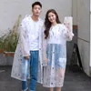 Transparent Raincoat Vattentät Långt Hooded Coats Stor Storlek Kappa Poncho Kvinnor Män Tecknad Utskrift Klar jacka Kåpa 211025