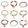 Hot Selling Fashion Jewelry Chirstmas Acrylic Beaded Children Bracelet Cute Xmas Pendant baby Girls Pearl good luck 1606 B3