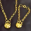 Bracciale con pendente a forma di lucchetto Belcher a cuore placcato sotto vuoto in oro giallo per collane da donna