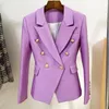 Kurtki damskie gwiazda damska 2022 płaszcz z podwójnie piersią metalową klamrę Lion Slim Fit Pique Suit Lilic Purple O215
