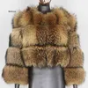 Female Jacket Fur Coat Women Artificial Raccoon Winter Warm Fluffy Short Jackets Cropped Natural Outwear Plush Coats 211220