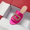 Women Sliipers Women Beach Sandal Women Slids Outfit Shoes Candy Color Luxury Brand Crystal Peep Toe Silk Stain Chunky Low Heels