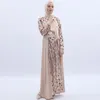Vestidos casuais 2021 muçulmano luxurious senhora comprida vestido de manga dee dee em alta densidade paillette bordado moda longueia