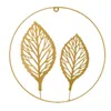 Decorative Objects & Figurines 7 Styles 3D Golden Leaf Wall Decor Hanging Light Luxury Punch Free Nordic Style Metal Round Iron Pendant For
