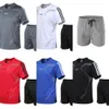 2021 Новые мужские шорты костюмы с короткими рукавами дышащая футболка шорты повседневные носить мужскую фитнес спортивной одежды X0726