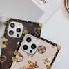 Designer Pattern Flower Phone Cases for iPhone 13 Pro Max 12 mini 11 XS XR X 8 7 plus Luxury Square Case Back Cover shell