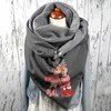 Fashion Women Christmas Elk Print Scarf Hijabs Female Lady Retro Multi-purpose Shawl Button Femme Wraps Foulard Bufanda