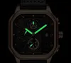 Cool Black NEKTOM Merk Hollow Out Heren Horloges Nauwkeurige Quartz Horloge Lederen Band Lichtgevende Vierkante Wijzerplaat Wristwatches264j