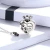 Charms Silver Heart Paws Print Memorial Funeral Urn Necklace Cremation Jewelry Pendant for Ashes Keepsake