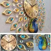 3D Grote Wandklok Woondecoratie Beugel Modern Design Mounted Mute Peacock Patroon Opknoping Horloge Crafts 211027