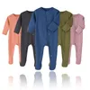 9 Colors Newborn Baby Solid Jumpsuits Long Sleeve One piece bodysuit Kids Clothes Boys Infant Girls Romper Plain Knitted Cotton Footies