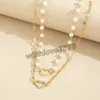 2022 or couleur coeur pendentif collier mode à la mode perle perles tour de cou bijoux