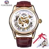 LMJLI - Forsining Vente Exclusive Officielle Cuir Marron Chiffre Romain Rétro Luxe Design Hommes Montre Top Marque Automatique Montre-Bracelet Horloge