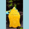 Colares Pingentes de jóias Manteiga de frango Amarelo Beeswax Pingente Buda Camisola Cadeia Homens e Mulheres Colar Encantos Gota entrega 2021 QDS