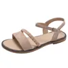 2021 Summe Skor Kvinna Sandaler Tjejer Slingback Ankelband Flat Beach Sandalias Ladies Flip Flops Svart Sandalia Feminina Y0721