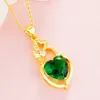 Shiny Zircon Inlaid Romantic Heart Pendant Chain 18k Yellow Gold Filled Charm Women Girl Pretty Gift