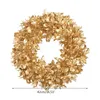 Gold Boxwood Wreath 12/17 Inches Artificial Fall Garland Farmhouse Decoration for Front Door Q0812