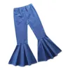 Babyinstar Baby Girls Denim Pants Casual Kids Autumn Trousers Bell-bottomed Children For 211102