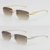 Säljer Rimless Metal Leopard Series Panther Optical 18K Gold Solglasögon Square Eyewear Round Forme Face Glasses Mane and Female W293U